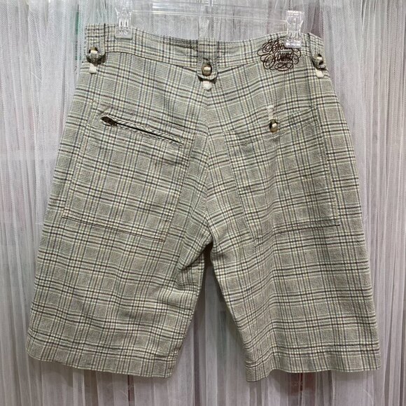 Brown Sound Plaid Linen Shorts Men's Size 32 Zip Pockets Summer - Picture 4 of 13